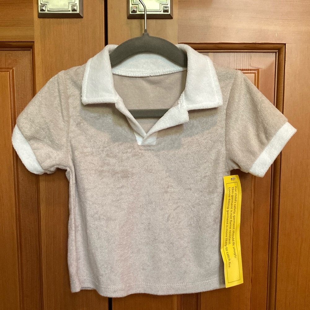 Lila & Jack Boys tan terry polo top NWT 18 months